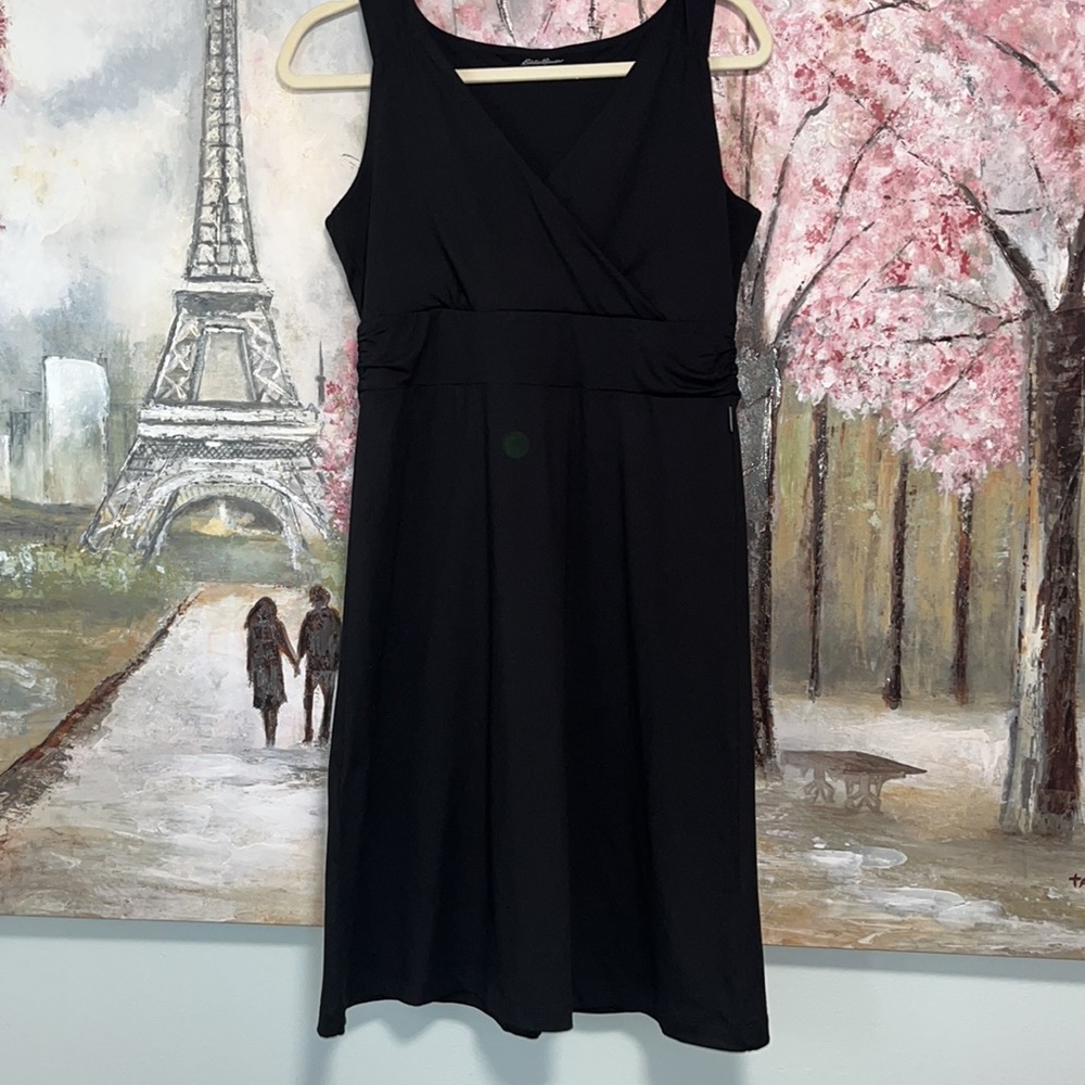 Eddie Bauer Travex Sleeveless Crossover V-Neckline Black Outdoor Dress sz S EUC